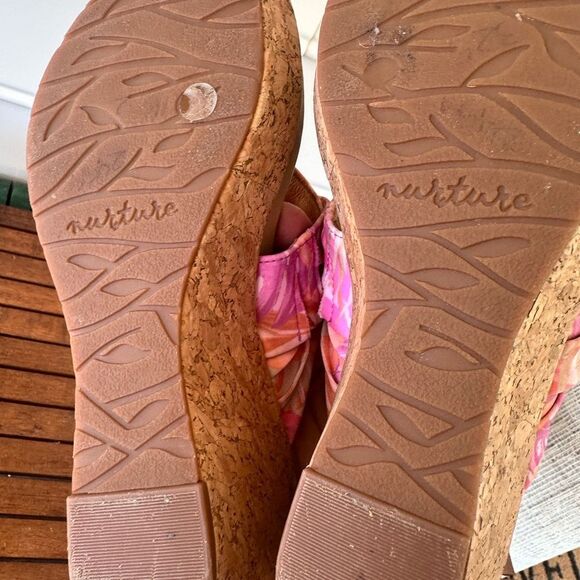 Nurture women’s thong toe fabric wedge sandals size 8.5 - Picture 3 of 7
